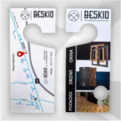 zawieszka na drzwi z logiem, gadżety reklamowe, zawieszki na zamówienie Andrychów, projekt zawieszki, reklama Andrychów