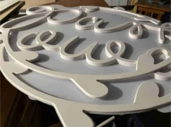 realizacja projektu szyldu Andrychów, logo przestrzenne, logo 3D, logo podświetlane Andrychów